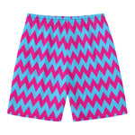 Pink And Blue Chevron Pattern Print Men's Swim Trunks