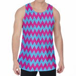Pink And Blue Chevron Pattern Print Men's Velvet Tank Top
