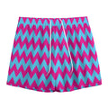 Pink And Blue Chevron Pattern Print Mesh Shorts