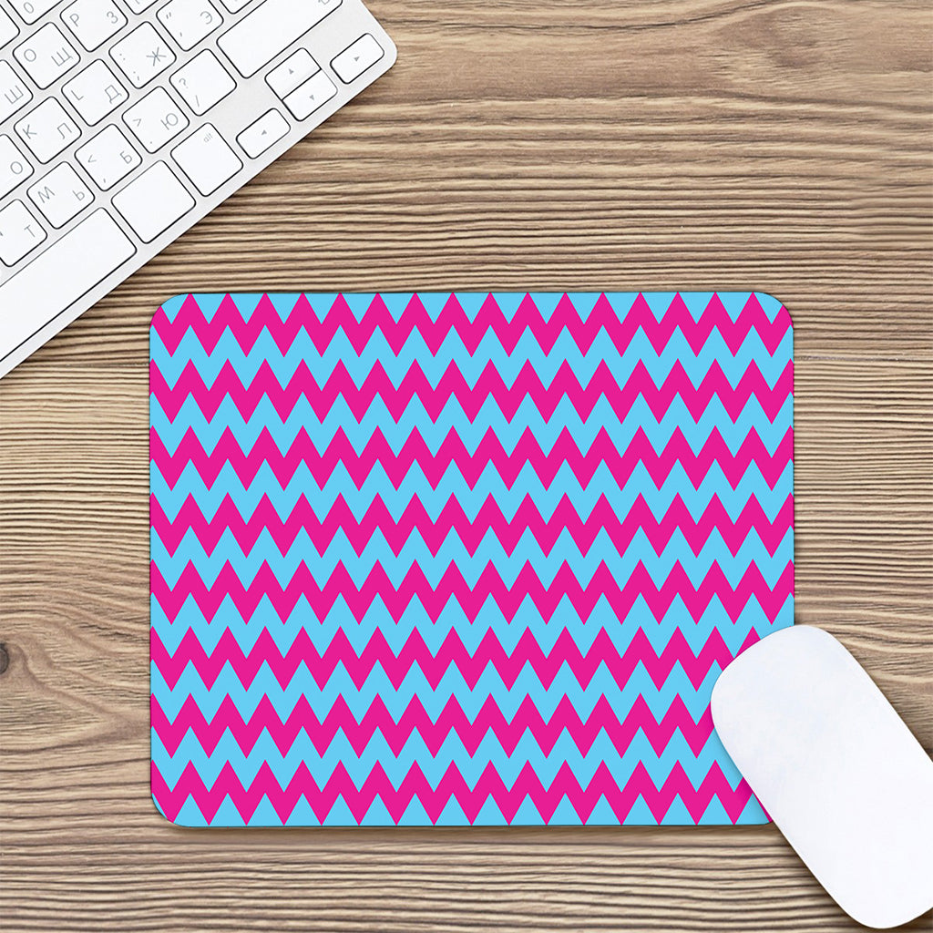 Pink And Blue Chevron Pattern Print Mouse Pad