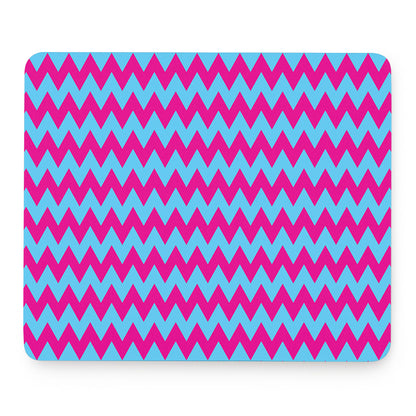 Pink And Blue Chevron Pattern Print Mouse Pad