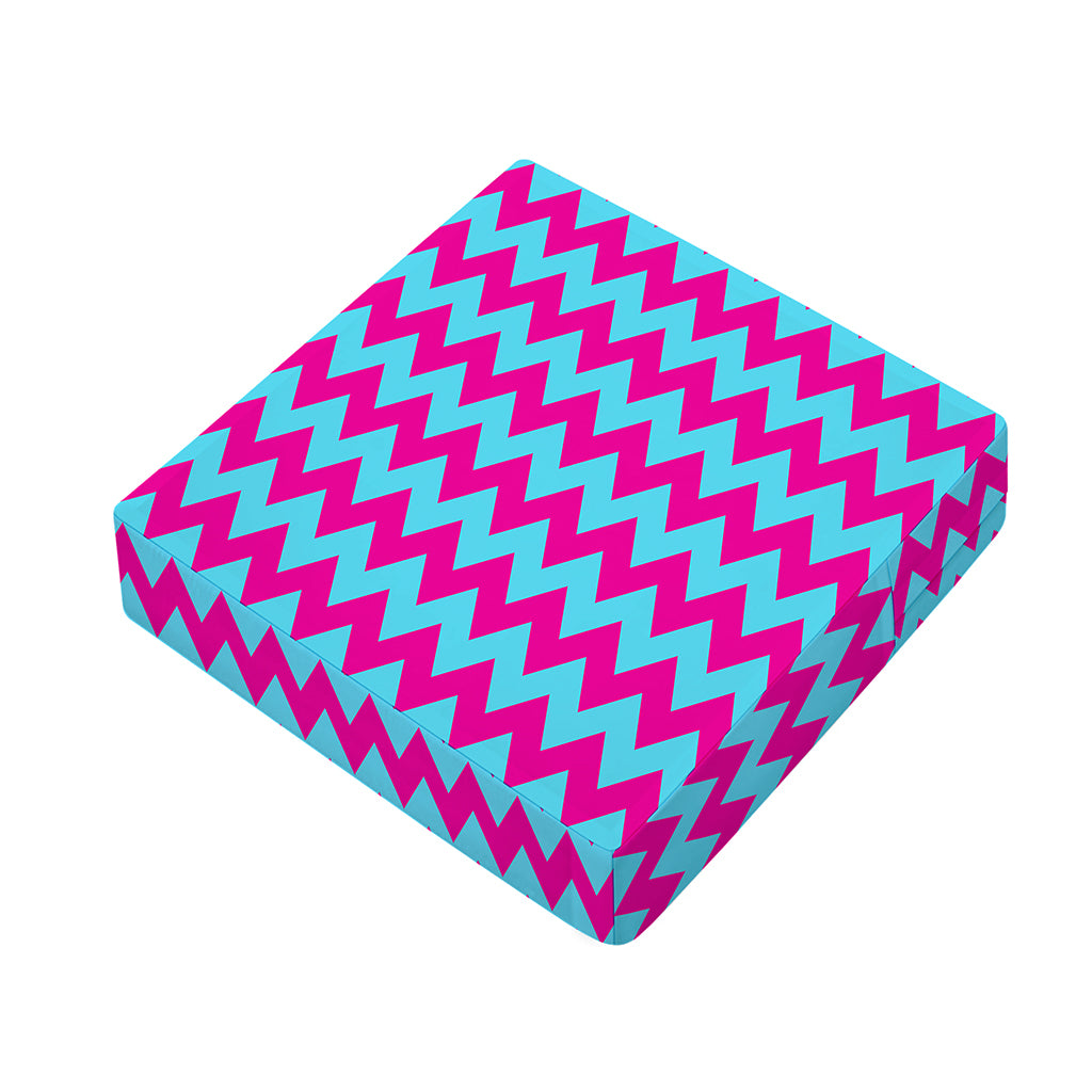 Pink And Blue Chevron Pattern Print Outdoor Seat Cushion Cover