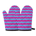 Pink And Blue Chevron Pattern Print Oven Mitts