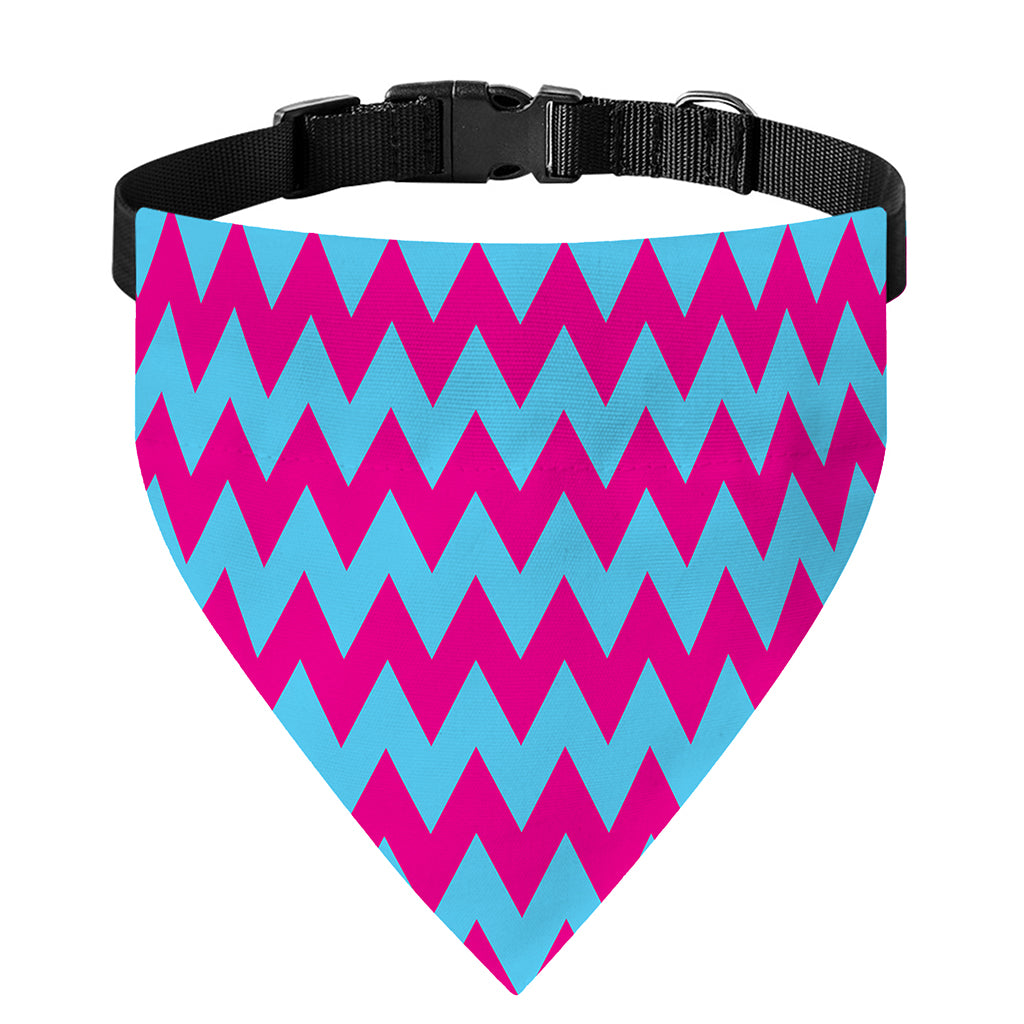 Pink And Blue Chevron Pattern Print Over The Collar Dog Bandana