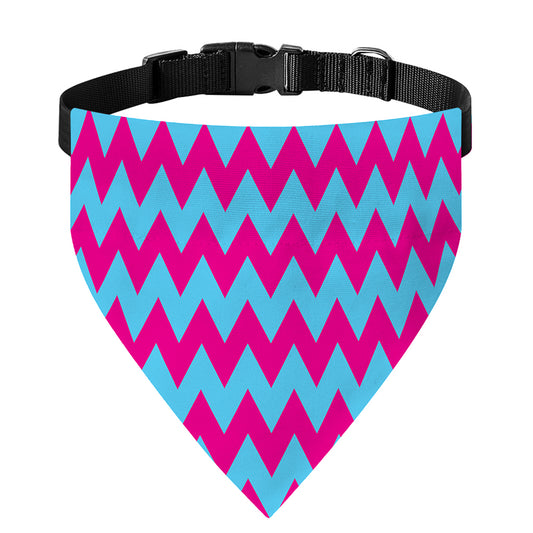 Pink And Blue Chevron Pattern Print Over The Collar Dog Bandana