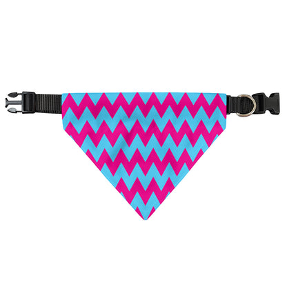 Pink And Blue Chevron Pattern Print Over The Collar Dog Bandana
