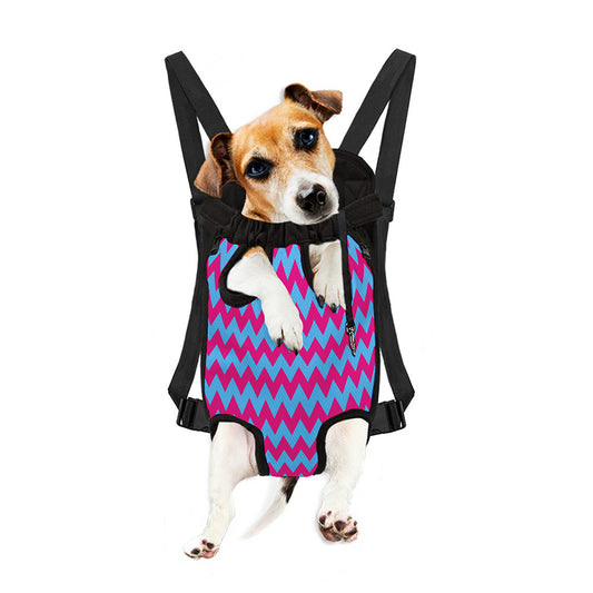 Pink And Blue Chevron Pattern Print Pet Carrier Backpack