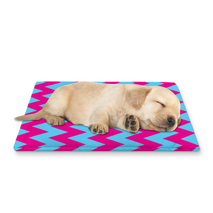Pink And Blue Chevron Pattern Print Pet Cooling Mat Cover