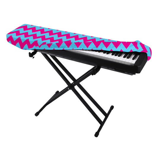 Pink And Blue Chevron Pattern Print Piano Keyboard Cover