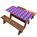 Pink And Blue Chevron Pattern Print Picnic Table Cover