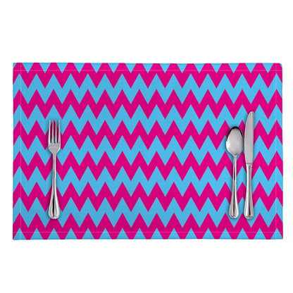 Pink And Blue Chevron Pattern Print Placemat