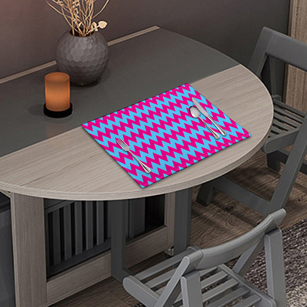 Pink And Blue Chevron Pattern Print Placemat