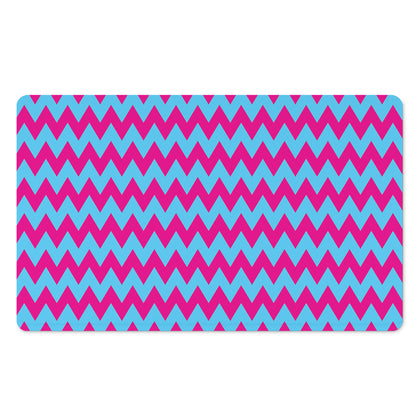Pink And Blue Chevron Pattern Print Polyester Doormat