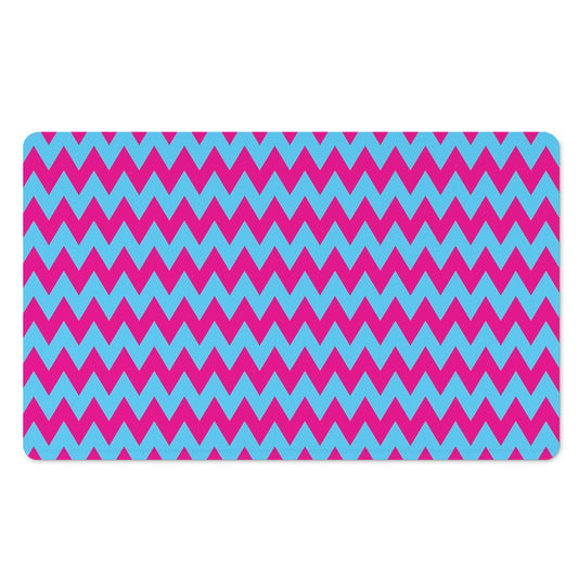 Pink And Blue Chevron Pattern Print Polyester Doormat