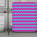 Pink And Blue Chevron Pattern Print Polyester Shower Curtain