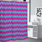 Pink And Blue Chevron Pattern Print Premium Shower Curtain