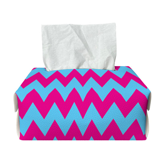 Pink And Blue Chevron Pattern Print Rectangle Tissue Box Cover