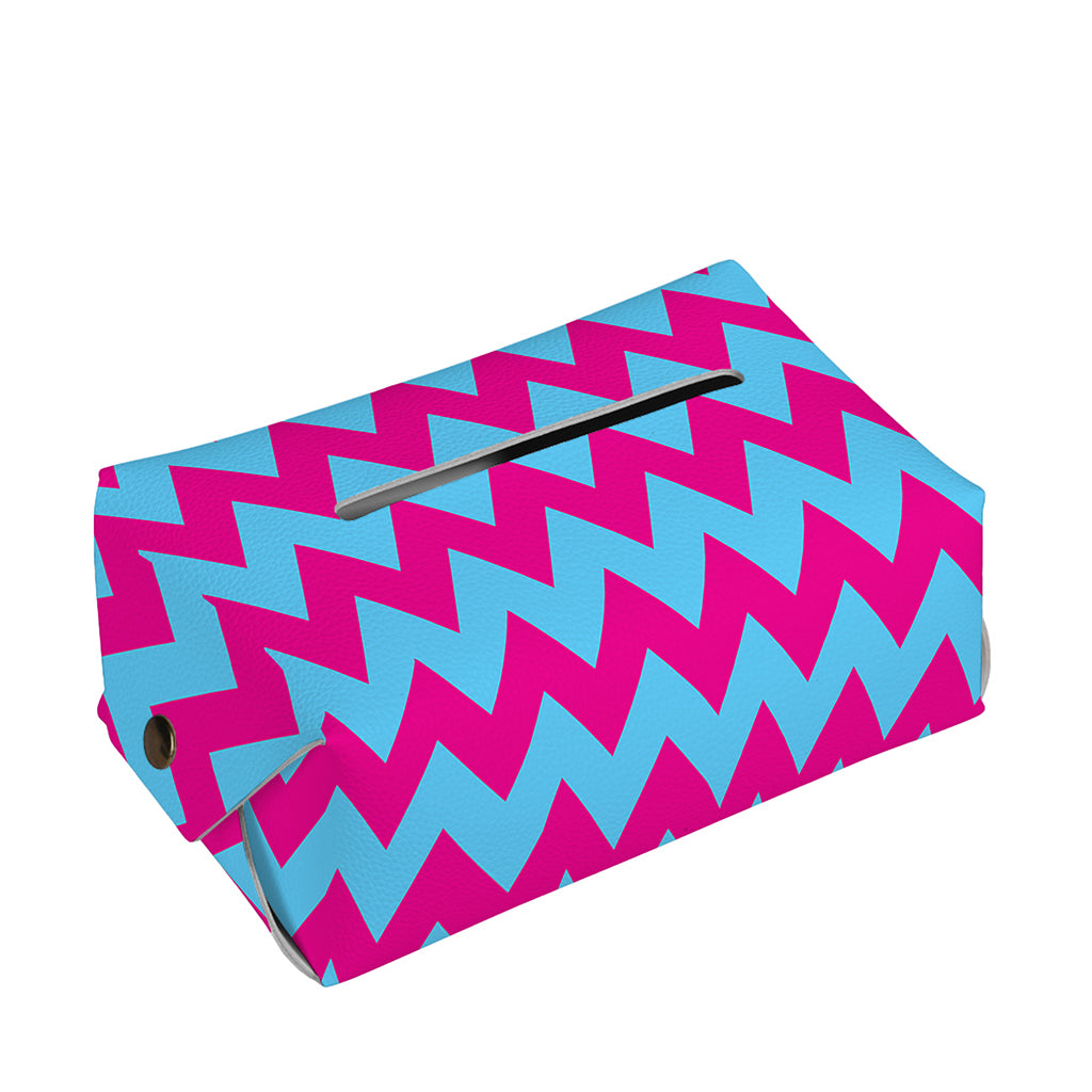 Pink And Blue Chevron Pattern Print Rectangle Tissue Box Cover