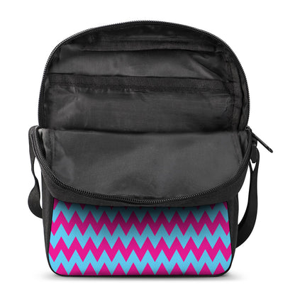 Pink And Blue Chevron Pattern Print Rectangular Crossbody Bag