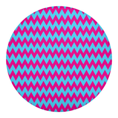 Pink And Blue Chevron Pattern Print Round Blanket