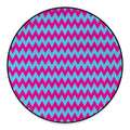 Pink And Blue Chevron Pattern Print Round Floor Mat