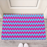 Pink And Blue Chevron Pattern Print Rubber Doormat