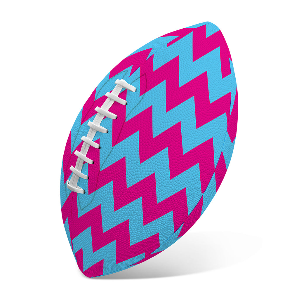 Pink And Blue Chevron Pattern Print Rugby Ball