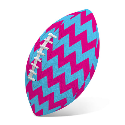Pink And Blue Chevron Pattern Print Rugby Ball