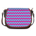 Pink And Blue Chevron Pattern Print Saddle Bag