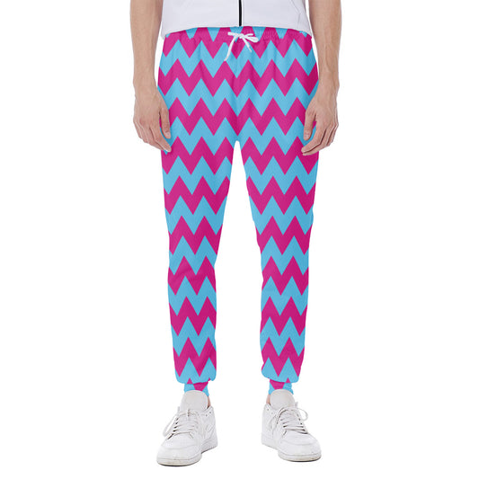 Pink And Blue Chevron Pattern Print Scuba Joggers