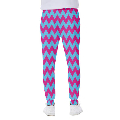 Pink And Blue Chevron Pattern Print Scuba Joggers