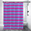Pink And Blue Chevron Pattern Print Shower Curtain