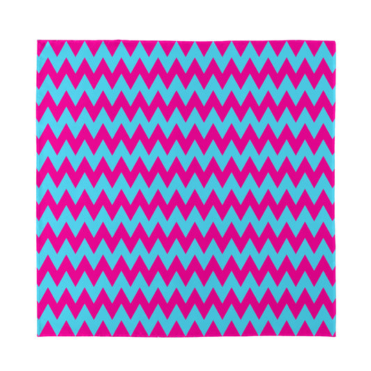 Pink And Blue Chevron Pattern Print Silk Bandana