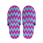 Pink And Blue Chevron Pattern Print Slippers