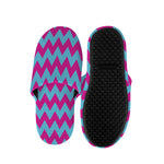 Pink And Blue Chevron Pattern Print Slippers