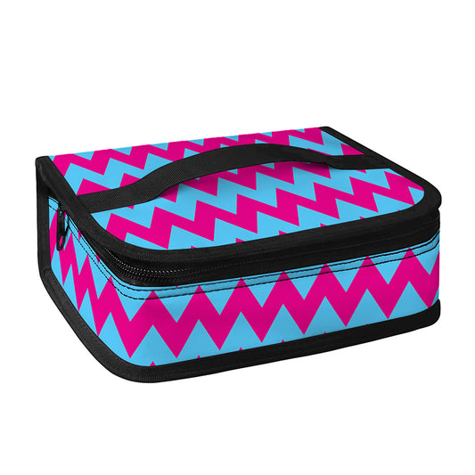 Pink And Blue Chevron Pattern Print Small Lunch Bag