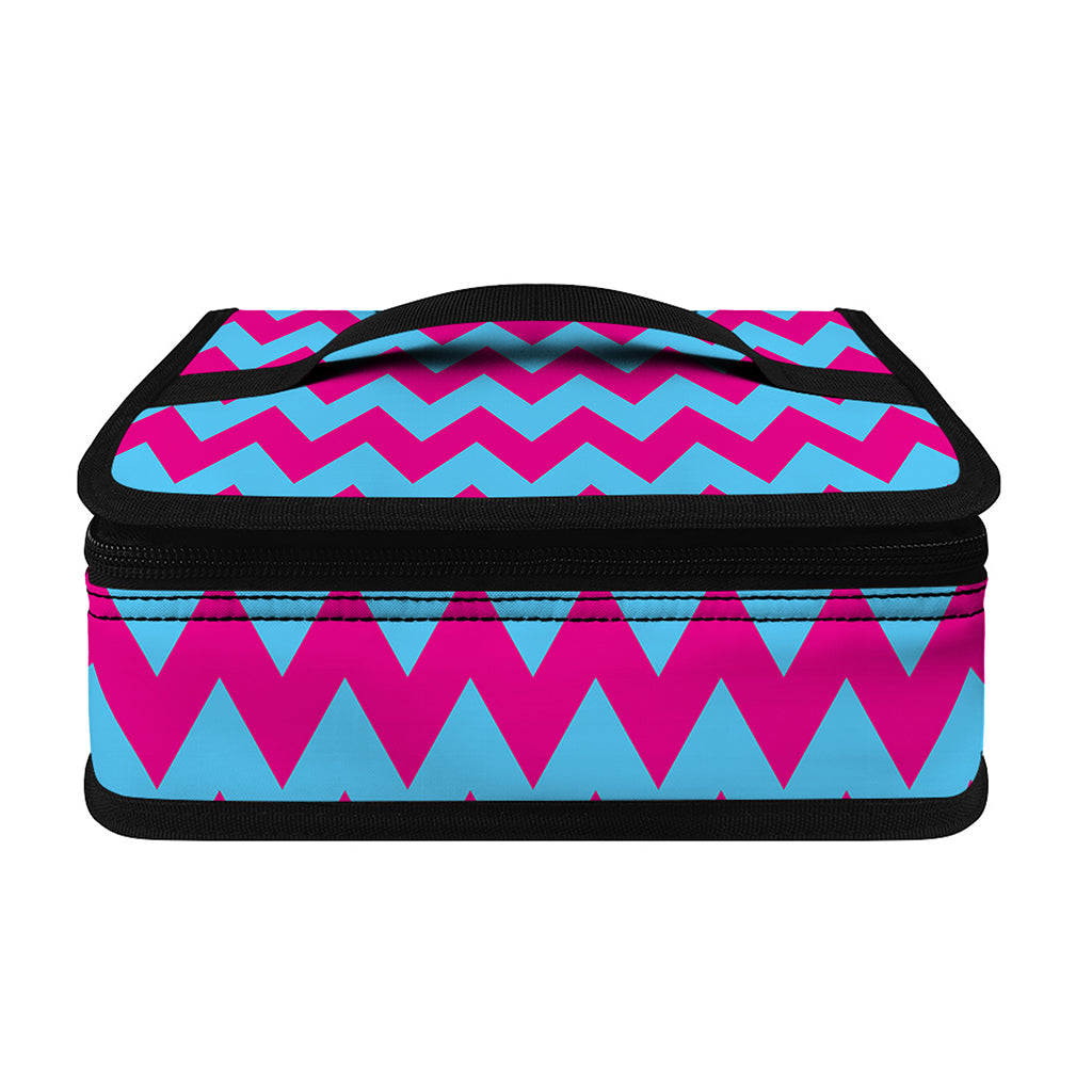 Pink And Blue Chevron Pattern Print Small Lunch Bag