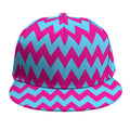 Pink And Blue Chevron Pattern Print Snapback Cap
