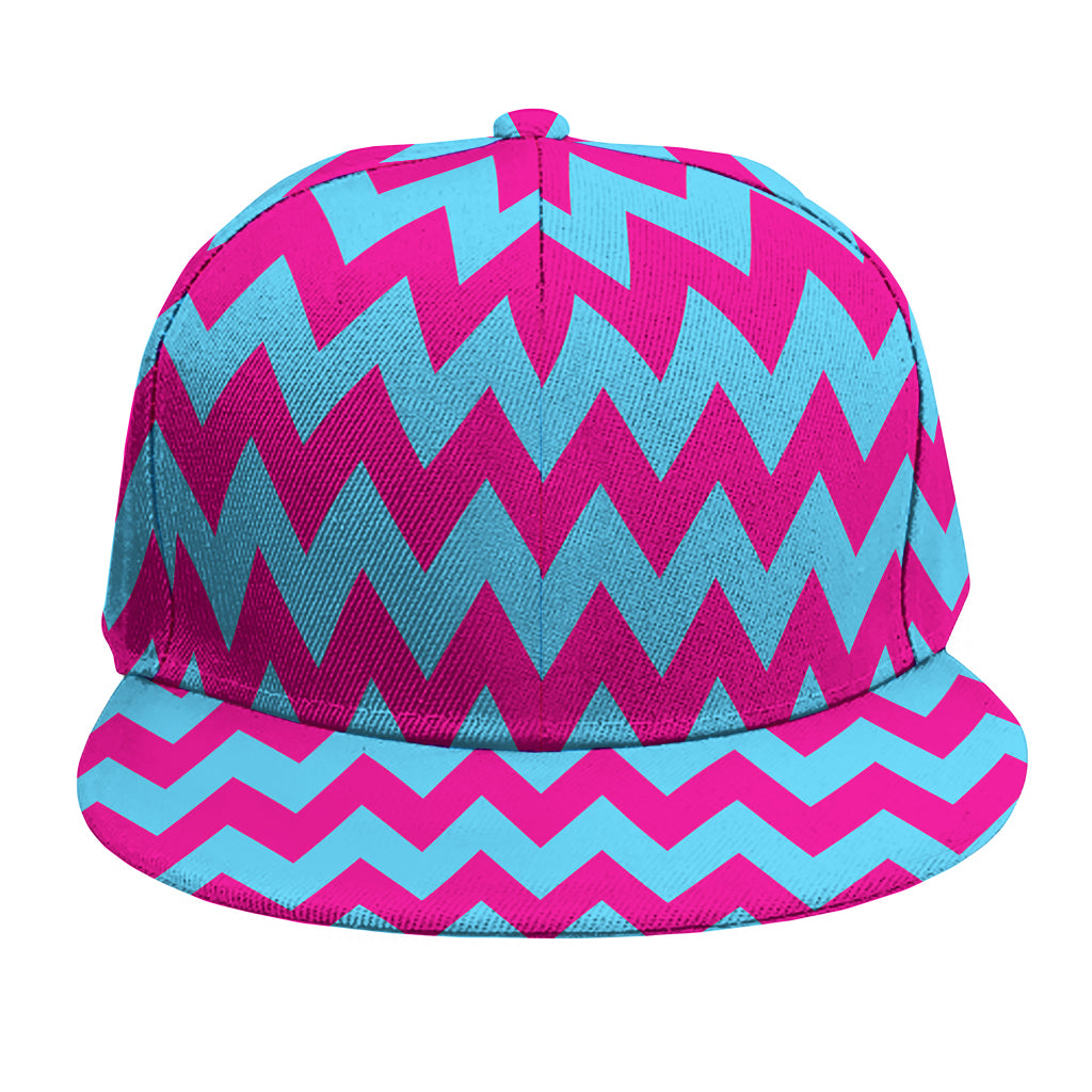 Pink And Blue Chevron Pattern Print Snapback Cap