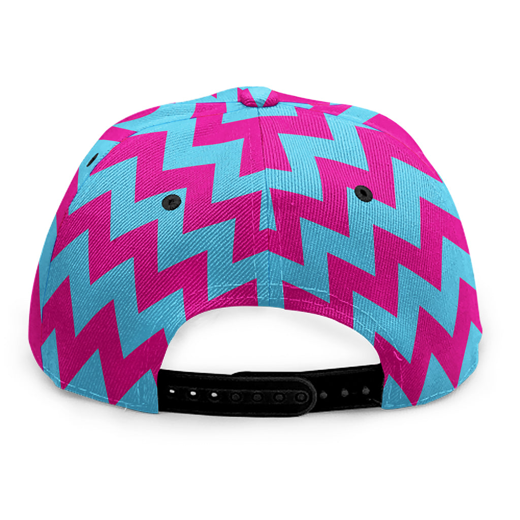 Pink And Blue Chevron Pattern Print Snapback Cap