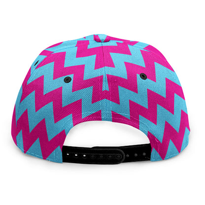 Pink And Blue Chevron Pattern Print Snapback Cap