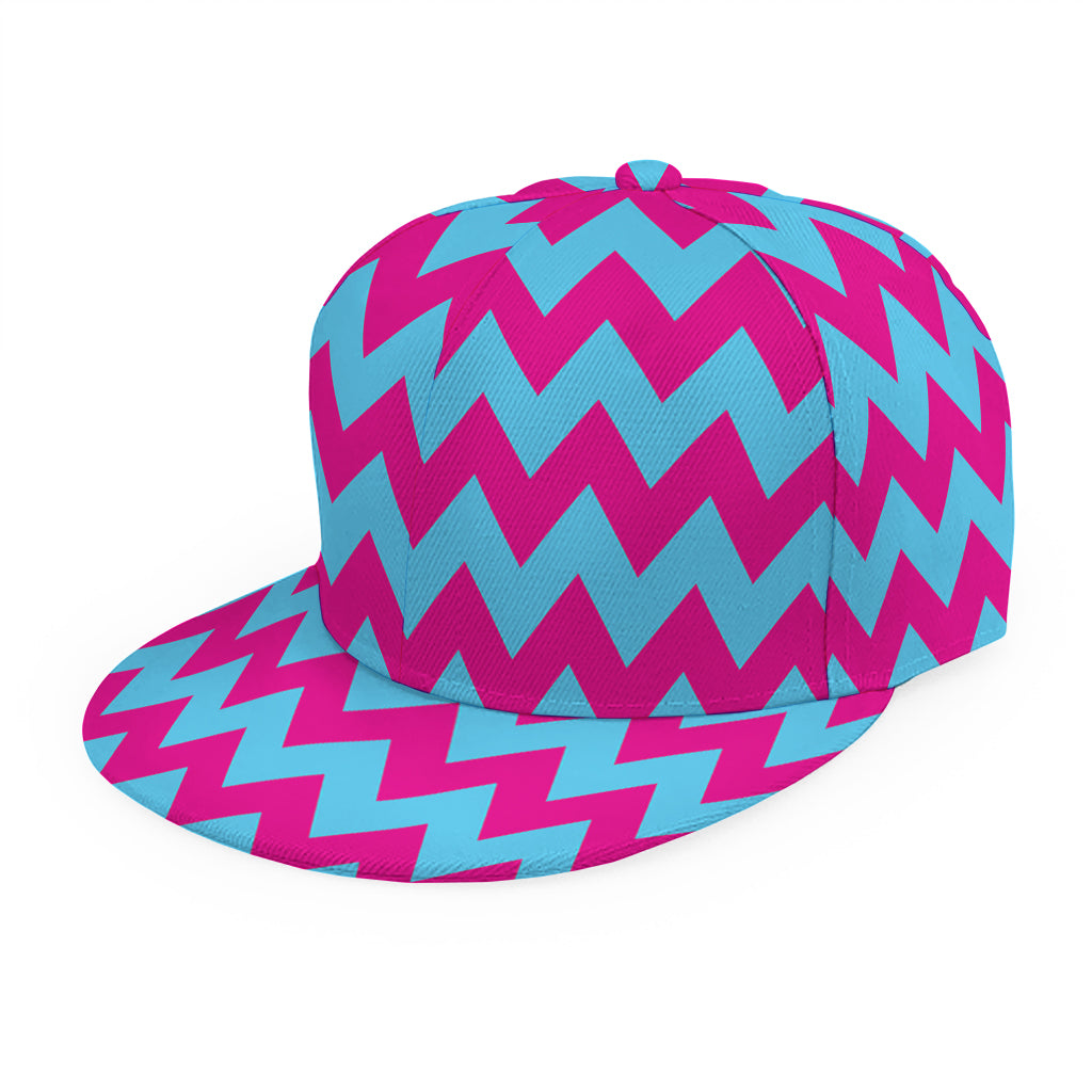 Pink And Blue Chevron Pattern Print Snapback Cap