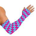 Pink And Blue Chevron Pattern Print Sun Protection Arm Sleeves