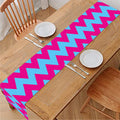 Pink And Blue Chevron Pattern Print Table Runner