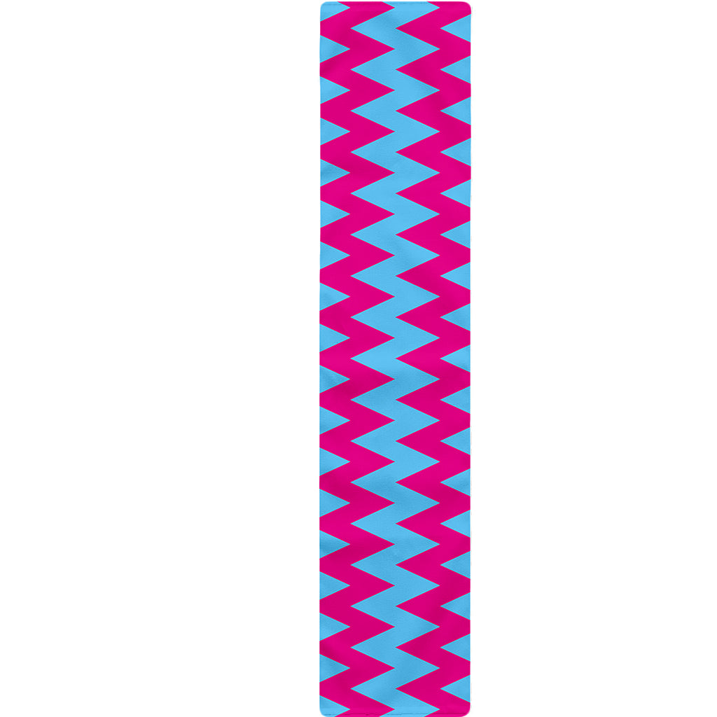 Pink And Blue Chevron Pattern Print Table Runner