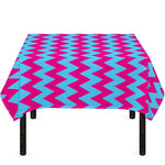 Pink And Blue Chevron Pattern Print Tablecloth