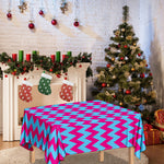 Pink And Blue Chevron Pattern Print Tablecloth