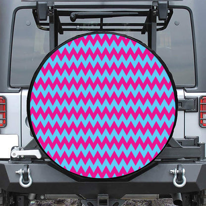 Pink And Blue Chevron Pattern Print Tire Cover