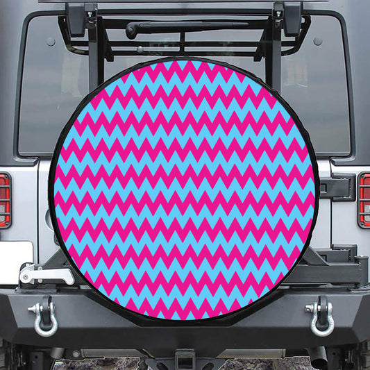 Pink And Blue Chevron Pattern Print Tire Cover