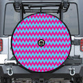 Pink And Blue Chevron Pattern Print Tire Cover With Camera Hole